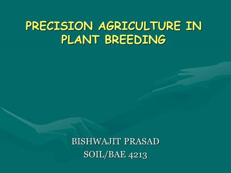 PRECISION AGRICULTURE IN PLANT BREEDING BISHWAJIT PRASAD SOIL/BAE 4213.