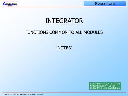 COPYRIGHT © 2008 – APEX SOFTWARE LTD. ALL RIGHTS RESERVED Human Resources COPYRIGHT © 2008 – APEX SOFTWARE LTD. ALL RIGHTS RESERVED Browser Icons INTEGRATOR.