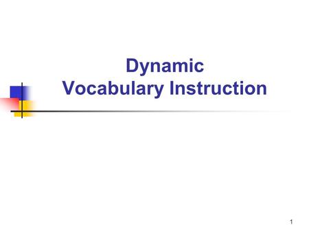 1 Dynamic Vocabulary Instruction. 2 Anita L. Archer, PHD Author, Consultant, Teacher The content of this presentation is expanded.