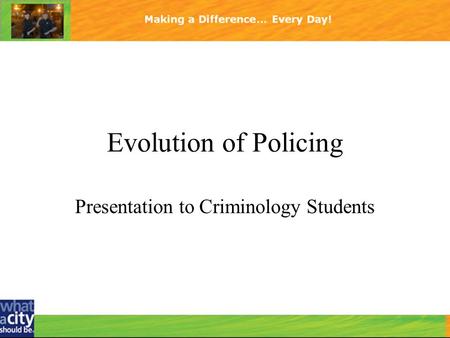 Presentation to Criminology Students