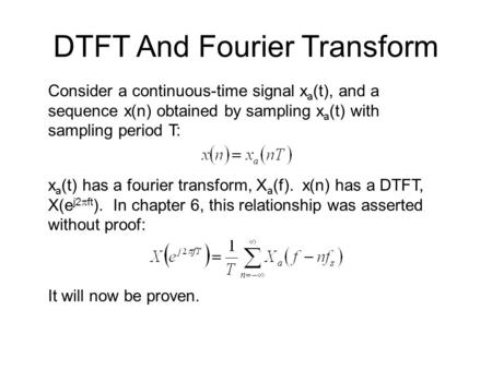 DTFT And Fourier Transform