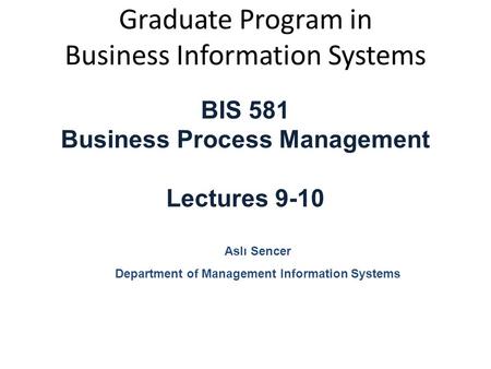 Graduate Program in Business Information Systems