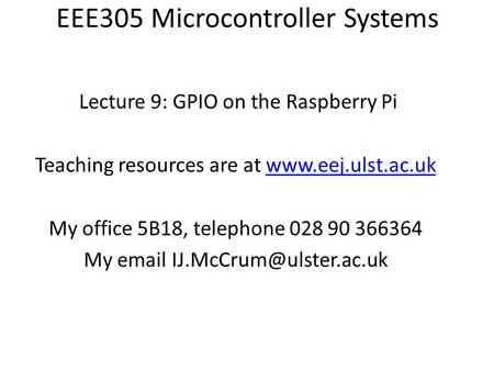 EEE305 Microcontroller Systems