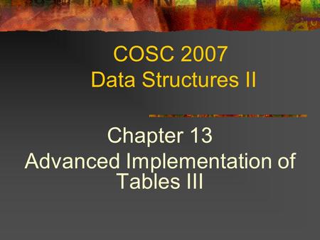 COSC 2007 Data Structures II