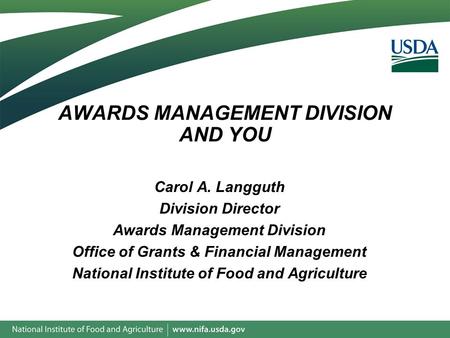 AWARDS MANAGEMENT DIVISION AND YOU