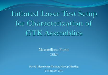 NA62 Gigatracker Working Group Meeting 2 February 2010 Massimiliano Fiorini CERN.