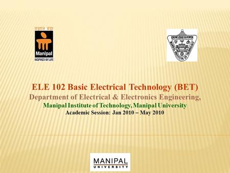 ELE 102 Basic Electrical Technology (BET)