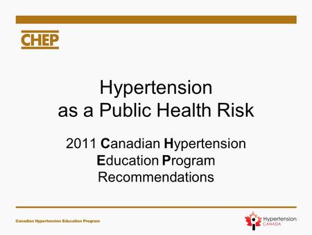 Hypertension as a Public Health Risk