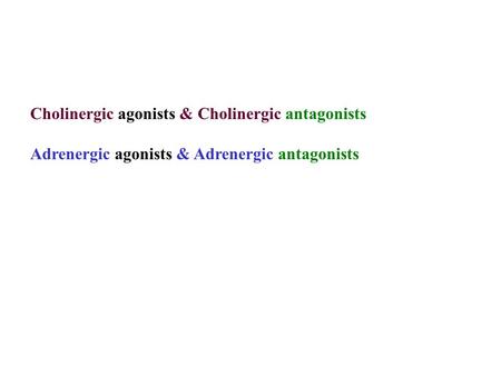 Cholinergic agonists & Cholinergic antagonists