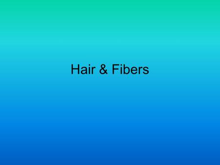 Hair & Fibers.