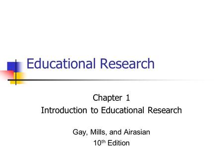 Introduction to Educational Research