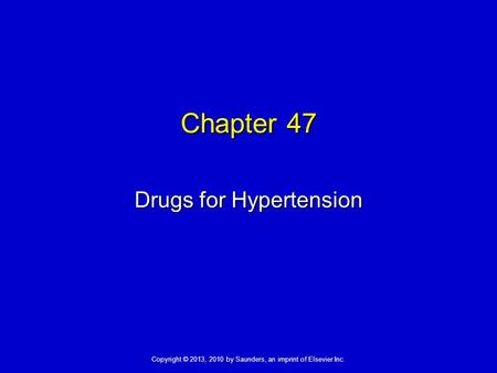 Drugs for Hypertension