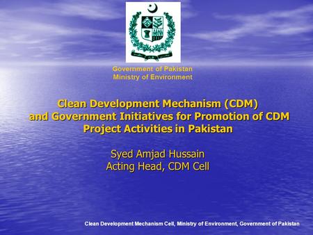 Government of Pakistan Ministry of Environment