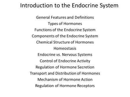 Introduction to the Endocrine System