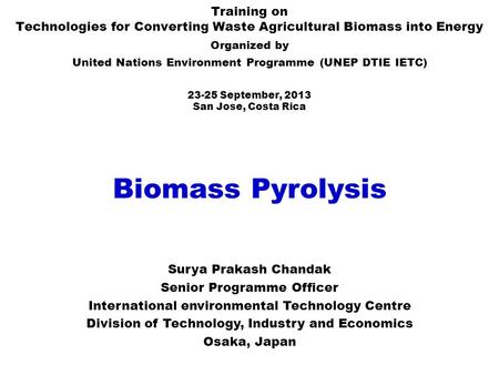 Biomass Pyrolysis Training on