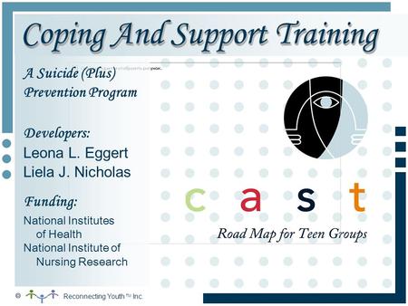 A Suicide (Plus) Prevention Program Developers: Leona L. Eggert Liela J. Nicholas Funding: National Institutes of Health National Institute of Nursing.