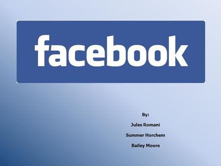 By: Jules Romani Summer Horchem Bailey Moore. Time Spent on Facebook The large amount of time teenagers spend on Facebook seems to continually result.