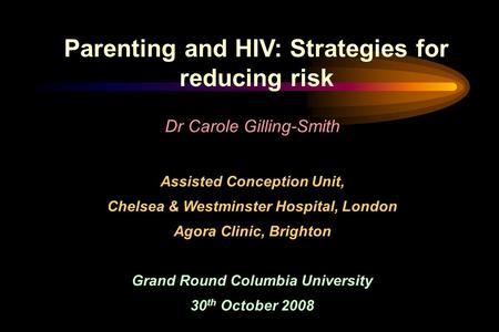 Parenting and HIV: Strategies for reducing risk