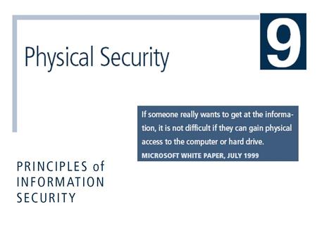 Introduction Physical security addresses design, implementation, and maintenance of countermeasures that protect physical resources of an organization.