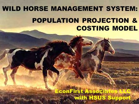 EconFirst Associates LLC with HSUS Support WILD HORSE MANAGEMENT SYSTEM: POPULATION PROJECTION & COSTING MODEL.