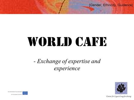 Center for Ligestillingsforskning [Gender, Ethnicity, Guidance] World Cafe - Exchange of expertise and experience.