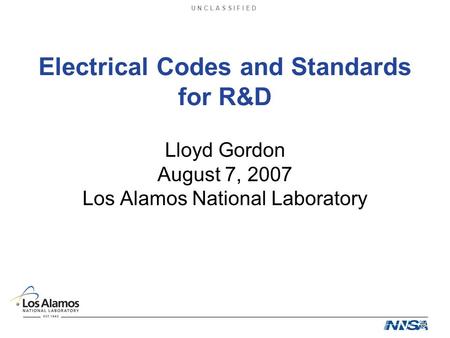 Electrical Codes and Standards for R&D