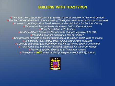 BUILDING WITH THASTYRON