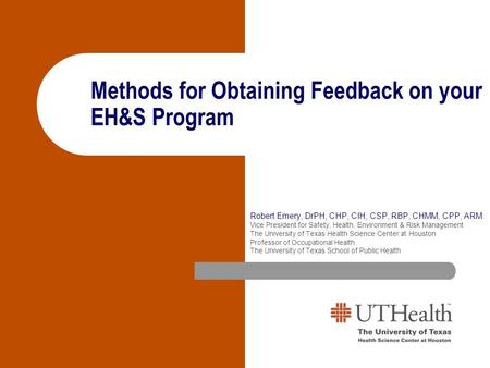 Methods for Obtaining Feedback on your EH&S Program