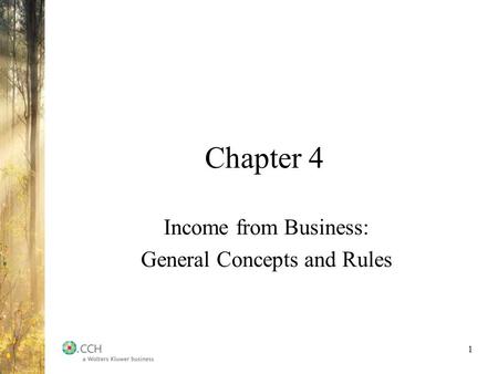 Income from Business: General Concepts and Rules