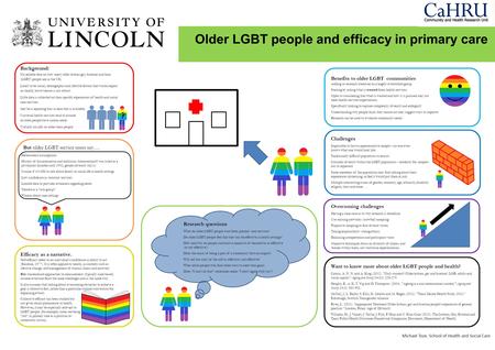 Background: No reliable data on how many older lesbian gay, bisexual and trans (LGBT) people are in the UK. Likely to be social, demographic and lifestyle.