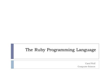 The Ruby Programming Language