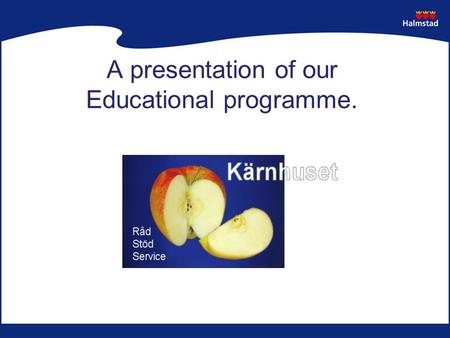 A presentation of our Educational programme.. Kärnhuset  Resource centre –advice, support, service –children 1-20 years  Daily programme –councelling,