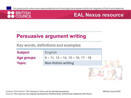 Persuasive argument writing