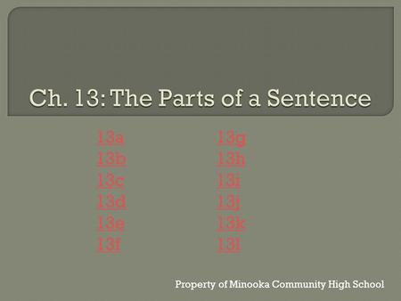 13a13g 13b13h 13c13i 13d13j 13e13k 13f13l Property of Minooka Community High School.