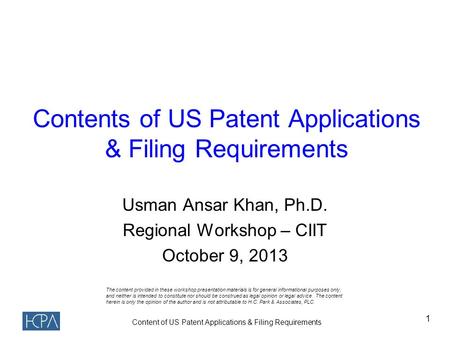 Contents of US Patent Applications & Filing Requirements