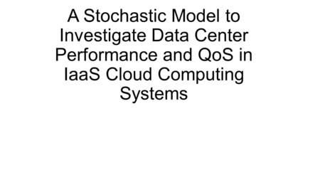 Abstract Cloud data center management is a key problem due to the numerous and heterogeneous strategies that can be applied, ranging from the VM placement.