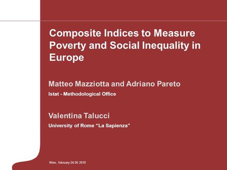 Composite Indices to Measure Poverty and Social Inequality in Europe