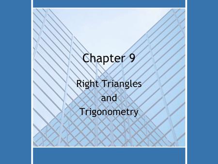 Right Triangles and Trigonometry