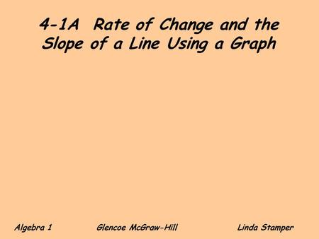 4-1A Rate of Change and the Slope of a Line Using a Graph