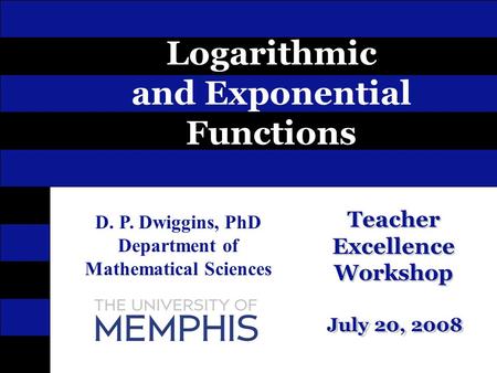 Logarithmic and Exponential Functions