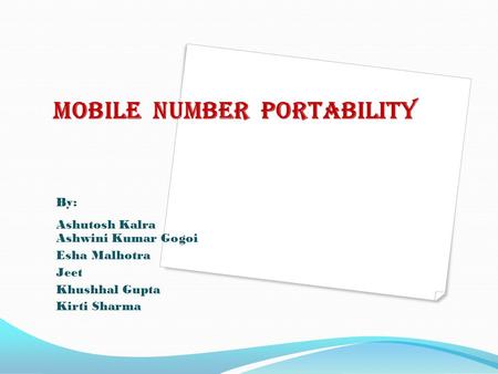 MOBILE NUMBER PORTABILITY