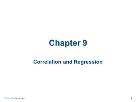 Correlation and Regression