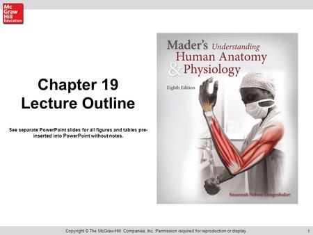 1 Copyright © The McGraw-Hill Companies, Inc. Permission required for reproduction or display. Chapter 19 Lecture Outline See separate PowerPoint slides.