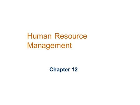 Human Resource Management