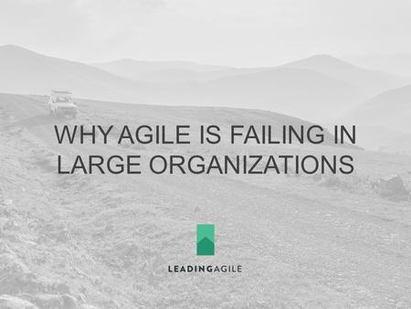 WHY AGILE IS FAILING IN LARGE ORGANIZATIONS. 404-312-1471  twitter.com/mcottmeyer facebook.com/leadingagile.