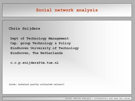 Social network analysis