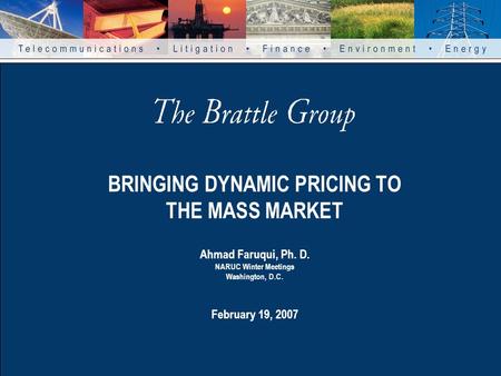 BRINGING DYNAMIC PRICING TO THE MASS MARKET Ahmad Faruqui, Ph. D. NARUC Winter Meetings Washington, D.C. February 19, 2007.