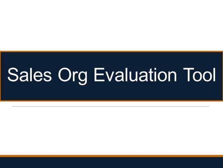 Sales Org Evaluation Tool