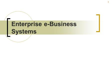 Enterprise e-Business Systems