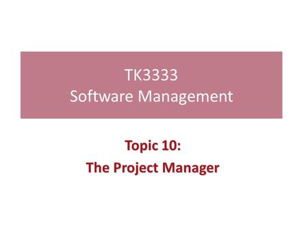 TK3333 Software Management